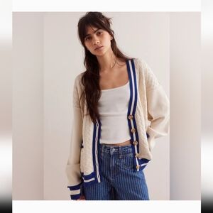 NWT We The Free Varsity Cardi In Ecru
